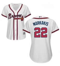 Womens Majestic Atlanta Braves 22 Nick Markakis Authentic White Home Cool Base MLB Jersey
