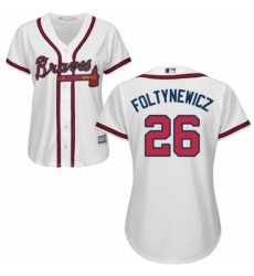 Womens Majestic Atlanta Braves 26 Mike Foltynewicz Authentic White Home Cool Base MLB Jersey 