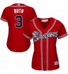 Womens Majestic Atlanta Braves 3 Babe Ruth Replica Red Alternate Cool Base MLB Jersey