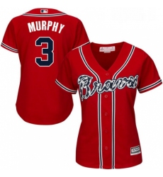 Womens Majestic Atlanta Braves 3 Dale Murphy Replica Red Alternate Cool Base MLB Jersey