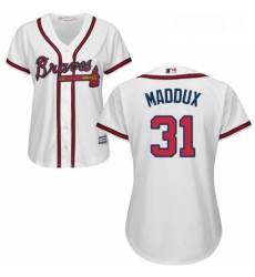 Womens Majestic Atlanta Braves 31 Greg Maddux Authentic White Home Cool Base MLB Jersey
