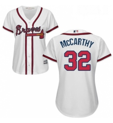 Womens Majestic Atlanta Braves 32 Brandon McCarthy Authentic White Home Cool Base MLB Jersey 