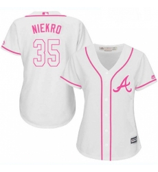 Womens Majestic Atlanta Braves 35 Phil Niekro Replica White Fashion Cool Base MLB Jersey