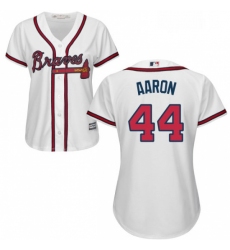 Womens Majestic Atlanta Braves 44 Hank Aaron Authentic White Home Cool Base MLB Jersey