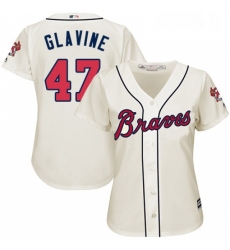 Womens Majestic Atlanta Braves 47 Tom Glavine Authentic Cream Alternate 2 Cool Base MLB Jersey
