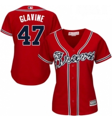 Womens Majestic Atlanta Braves 47 Tom Glavine Authentic Red Alternate Cool Base MLB Jersey