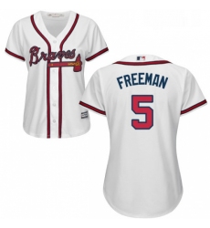 Womens Majestic Atlanta Braves 5 Freddie Freeman Replica White Home Cool Base MLB Jersey