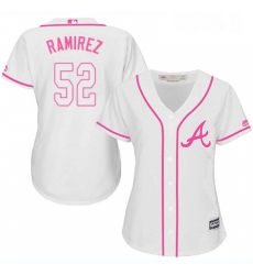 Womens Majestic Atlanta Braves 52 Jose Ramirez Authentic White Fashion Cool Base MLB Jersey 