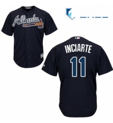 Youth Majestic Atlanta Braves 11 Ender Inciarte Authentic Blue Alternate Road Cool Base MLB Jersey 
