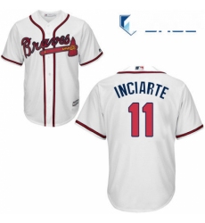 Youth Majestic Atlanta Braves 11 Ender Inciarte Authentic White Home Cool Base MLB Jersey 