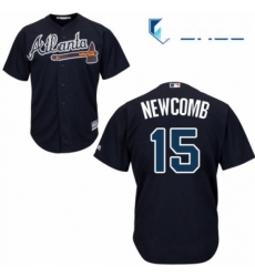 Youth Majestic Atlanta Braves 15 Sean Newcomb Authentic Blue Alternate Road Cool Base MLB Jersey 