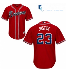 Youth Majestic Atlanta Braves 23 David Justice Replica Red Alternate Cool Base MLB Jersey