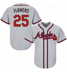 Youth Majestic Atlanta Braves 25 Tyler Flowers Authentic Grey Road Cool Base MLB Jersey