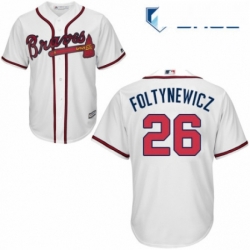 Youth Majestic Atlanta Braves 26 Mike Foltynewicz Replica White Home Cool Base MLB Jersey 