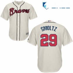 Youth Majestic Atlanta Braves 29 John Smoltz Replica Cream Alternate 2 Cool Base MLB Jersey