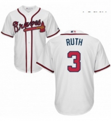 Youth Majestic Atlanta Braves 3 Babe Ruth Authentic White Home Cool Base MLB Jersey