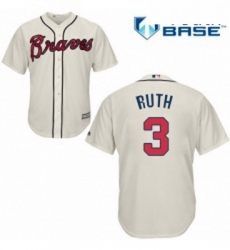 Youth Majestic Atlanta Braves 3 Babe Ruth Replica Cream Alternate 2 Cool Base MLB Jersey