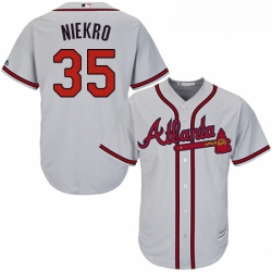 Youth Majestic Atlanta Braves 35 Phil Niekro Authentic Grey Road Cool Base MLB Jersey