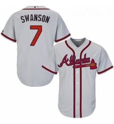 Youth Majestic Atlanta Braves 7 Dansby Swanson Replica Grey Road Cool Base MLB Jersey