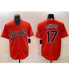 Men Baltimore Orioles 17 Colton Cowser Orange Cool Base Stitched Jersey