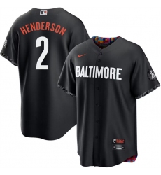 Men Baltimore Orioles 2 Gunnar Henderson Black 2023 City Connect Cool Base Stitched Baseball Jersey