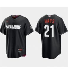Men Baltimore Orioles 21 Austin Hays Black 2023 City Connect Cool Base Stitched Baseball Jersey