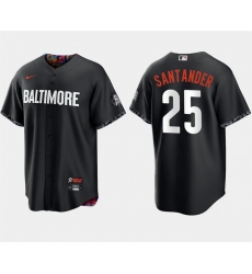 Men Baltimore Orioles 25 Anthony Santander Black 2023 City Connect Cool Base Stitched Baseball Jersey
