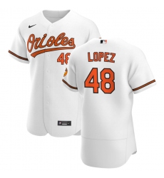 Men Baltimore Orioles 48 Jorge Lopez Men Nike White Home 2020 Flex Base Player MLB Jersey