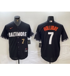 Men Baltimore Orioles 7 Jackson Holliday Black 2023 City Connect Cool base jerseys 4