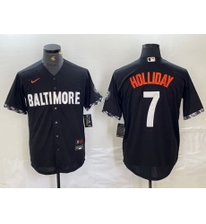 Men Baltimore Orioles 7 Jackson Holliday Black 2023 City Connect Cool base jerseys