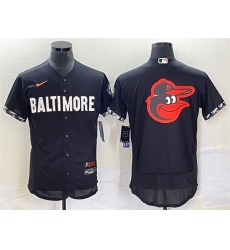 Men Baltimore Orioles Big Logo In Back Black 2023 City Connect Flex Base Stitched Baseball Jersey