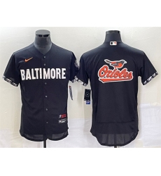 Men Baltimore Orioles Big Team Logo In Back Black 2023 City Connect Flex Base Stitched Baseball Jersey