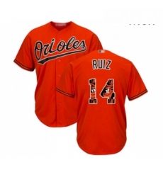 Mens Baltimore Orioles 14 Rio Ruiz Authentic Orange Team Logo Fashion Cool Base Baseball Jersey 