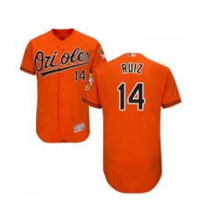 Mens Baltimore Orioles 14 Rio Ruiz Orange Alternate Flex Base Authentic Collection Baseball Jersey