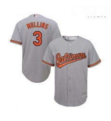 Mens Baltimore Orioles 3 Cedric Mullins Replica Grey Road Cool Base Baseball Jersey 