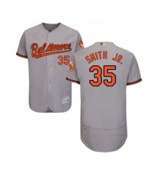 Mens Baltimore Orioles 35 Dwight Smith Jr Grey Road Flex Base Authentic Collection Baseball Jersey