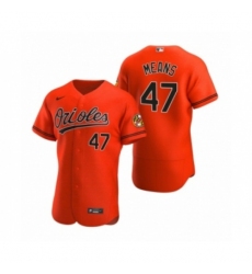 Men's Baltimore Orioles #47 John Means Nike Orange Authentic 2020 Alternate Jersey