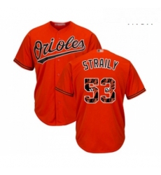 Mens Baltimore Orioles 53 Dan Straily Authentic Orange Team Logo Fashion Cool Base Baseball Jersey 