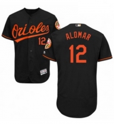 Mens Majestic Baltimore Orioles 12 Roberto Alomar Black Alternate Flex Base Authentic Collection MLB Jersey