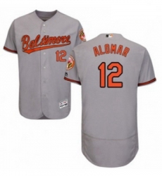 Mens Majestic Baltimore Orioles 12 Roberto Alomar Grey Road Flex Base Authentic Collection MLB Jersey
