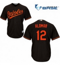 Mens Majestic Baltimore Orioles 12 Roberto Alomar Replica Black Alternate Cool Base MLB Jersey 