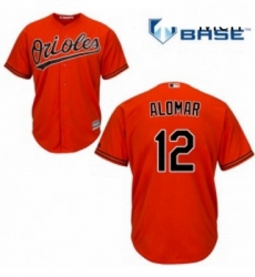 Mens Majestic Baltimore Orioles 12 Roberto Alomar Replica Orange Alternate Cool Base MLB Jersey 