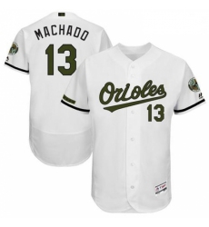 Mens Majestic Baltimore Orioles 13 Manny Machado White Flexbase Authentic Collection Memorial Day MLB Jersey