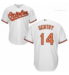 Mens Majestic Baltimore Orioles 14 Craig Gentry Replica White Home Cool Base MLB Jersey 