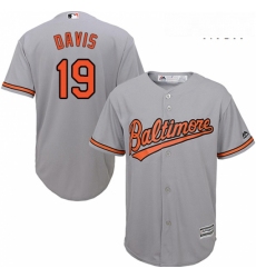 Mens Majestic Baltimore Orioles 19 Chris Davis Replica Grey Road Cool Base MLB Jersey