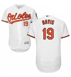 Mens Majestic Baltimore Orioles 19 Chris Davis White Home Flex Base Authentic Collection MLB Jersey