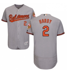 Mens Majestic Baltimore Orioles 2 JJ Hardy Grey Road Flex Base Authentic Collection MLB Jersey