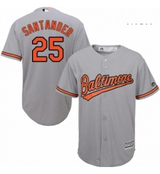 Mens Majestic Baltimore Orioles 25 Anthony Santander Replica Grey Road Cool Base MLB Jersey 