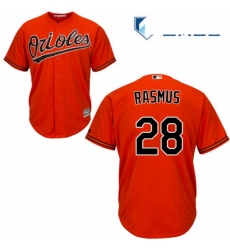 Mens Majestic Baltimore Orioles 28 Colby Rasmus Replica Orange Alternate Cool Base MLB Jersey 