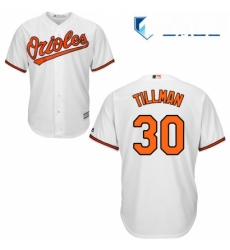 Mens Majestic Baltimore Orioles 30 Chris Tillman Replica White Home Cool Base MLB Jersey